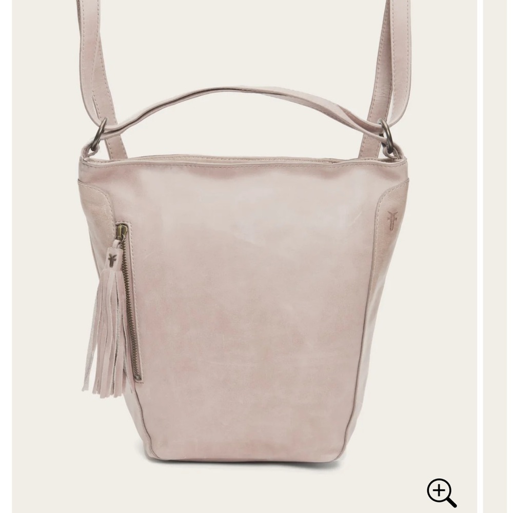 Light pink (mushroom)Frye purse. Converts to a backpack.